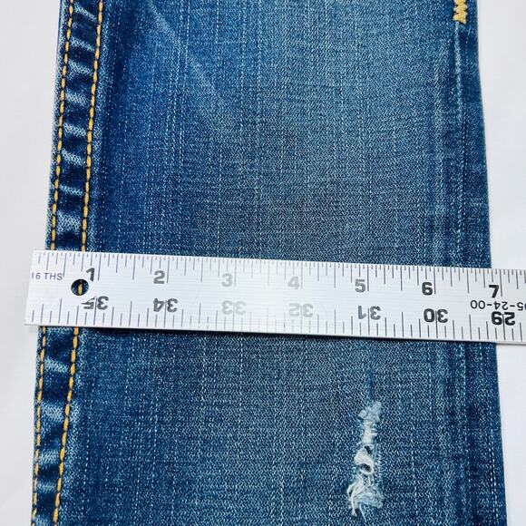 True Religion Joey Super Flared Jeans Women 27W x 30L Twisted Seam Thick Stitch - Picture 11 of 12